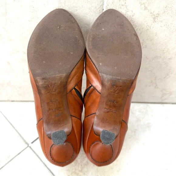 Louis Vuitton Cognac Beautiful Stitching Ankle Boots 38.5 - Picture 7 of 11